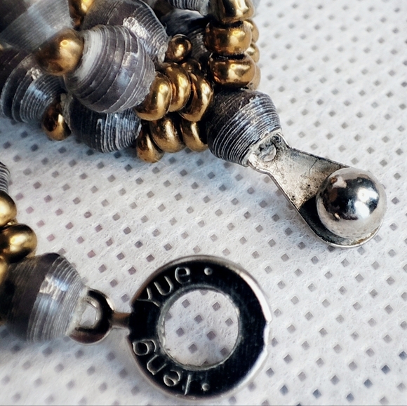 Teng Yue Vintage Paper Wrapped Bead Beads Beaded Twisted Charcoal Bracelet EUC - Picture 10 of 11